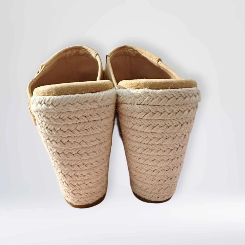NEW PiePieBuy Women’s Wedge Espadrille Slip-On Suede Sandals Tan Size 8.5